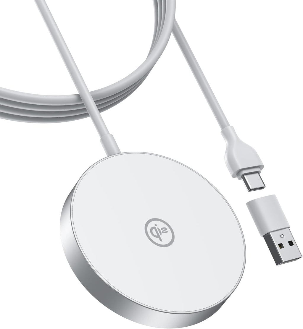 Qi2 Certified 15W Wireless Charger, White, 1 Pack