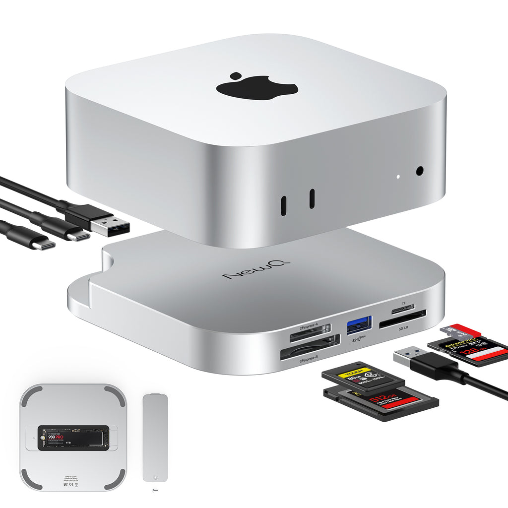 Mac Mini M4 Dock, Mac Mini Hub with USB 3.2 (Gen 2) 10Gbps CFexpress Type A/Type B Card Slot, TF/SD 4.0 Card Readers, M.2 NVMe SSD Enclosure, 10Gbps USB-C, 5Gbps USB-A*2