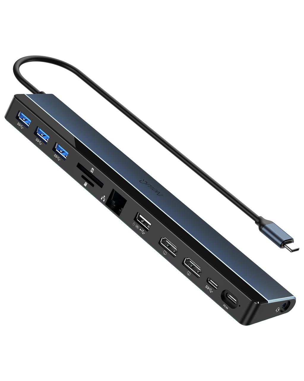 12-in-1 USB C Docking Station Dual Monitor, Midnight Blue