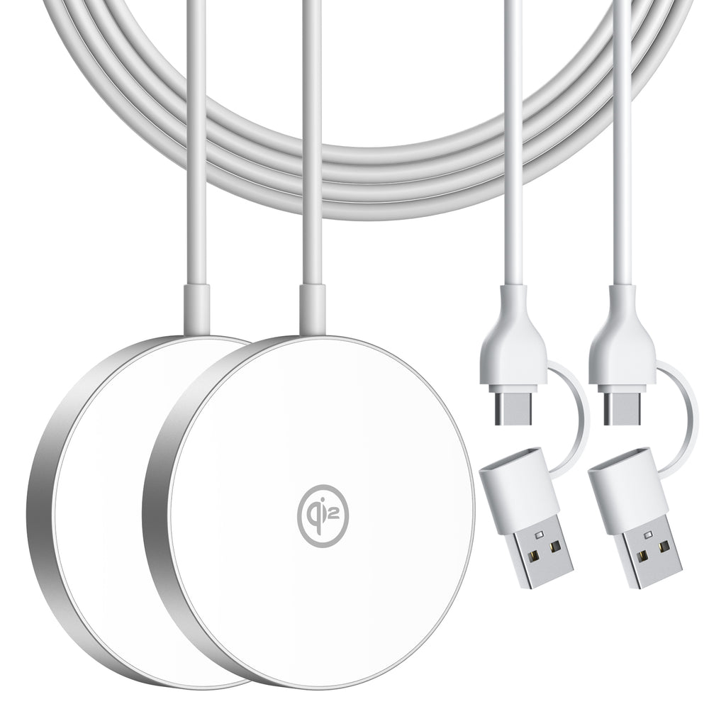 Qi2 Certified 15W Wireless Charger, White, 2 Pack