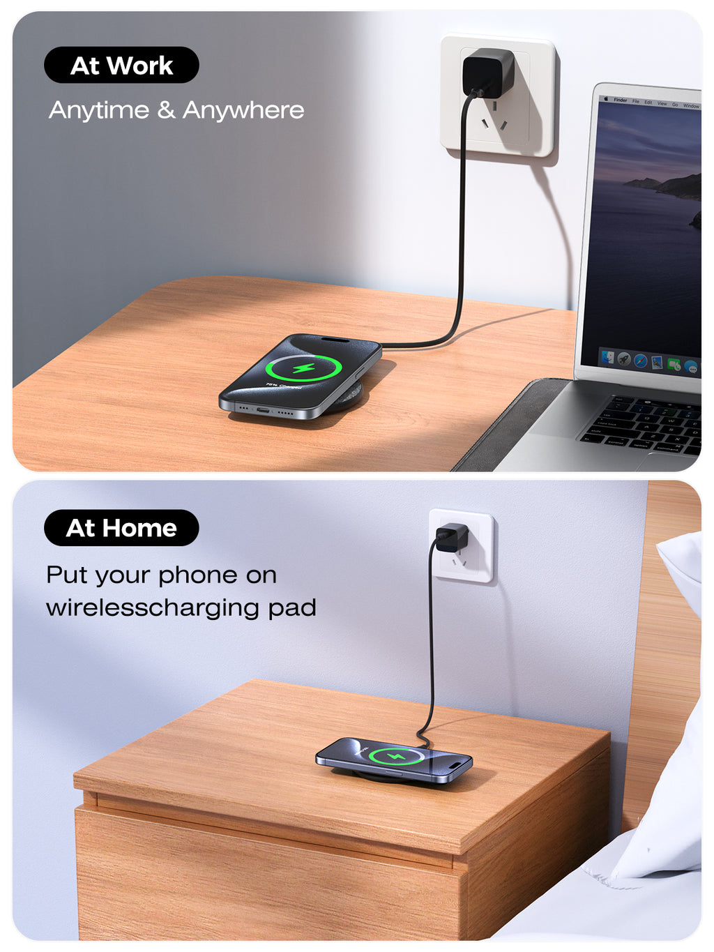 Wireless Charging Pad with 20W Adapter, 2 Pack