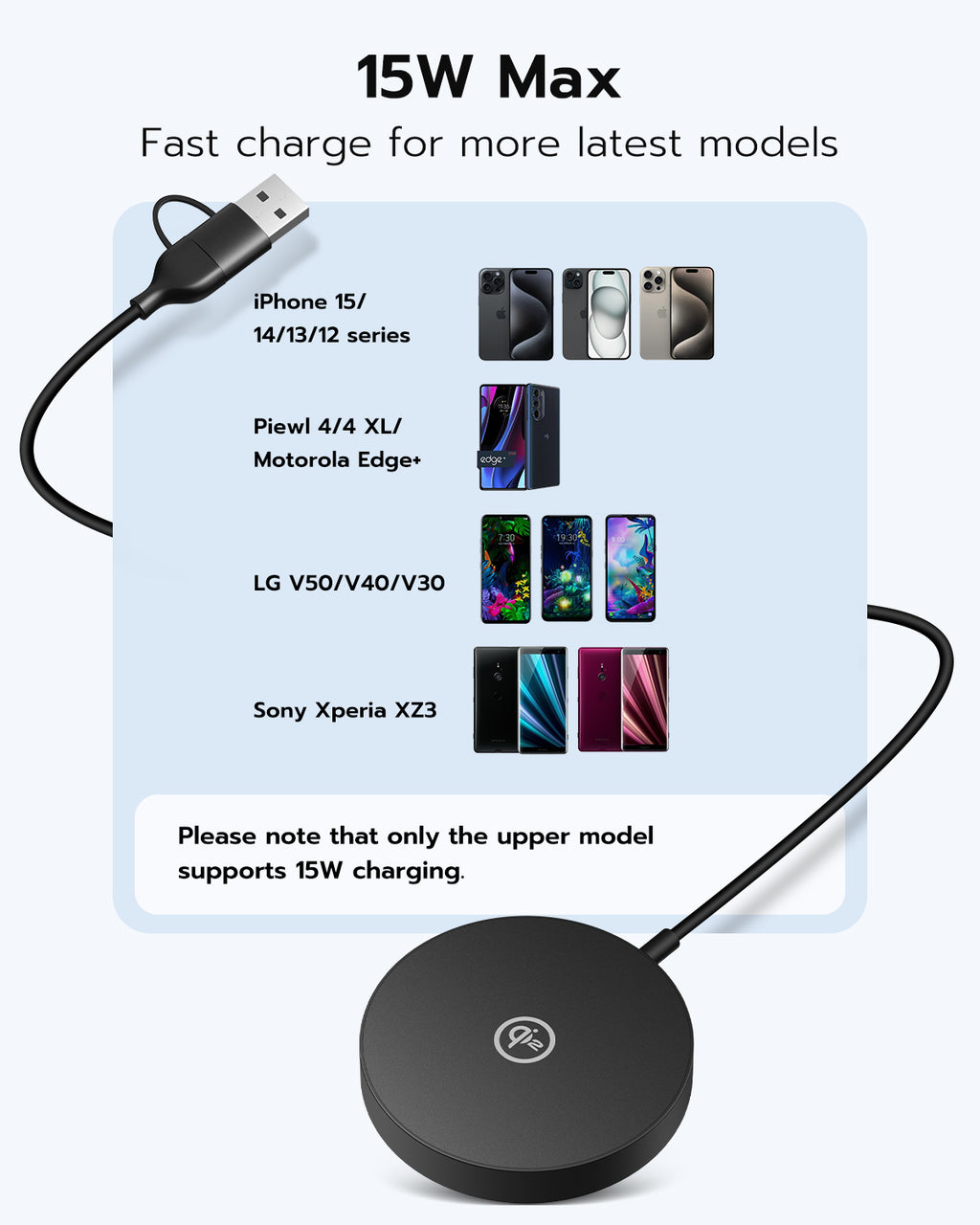 Qi2 Certified 15W Wireless Charger, Black, 2 Pack