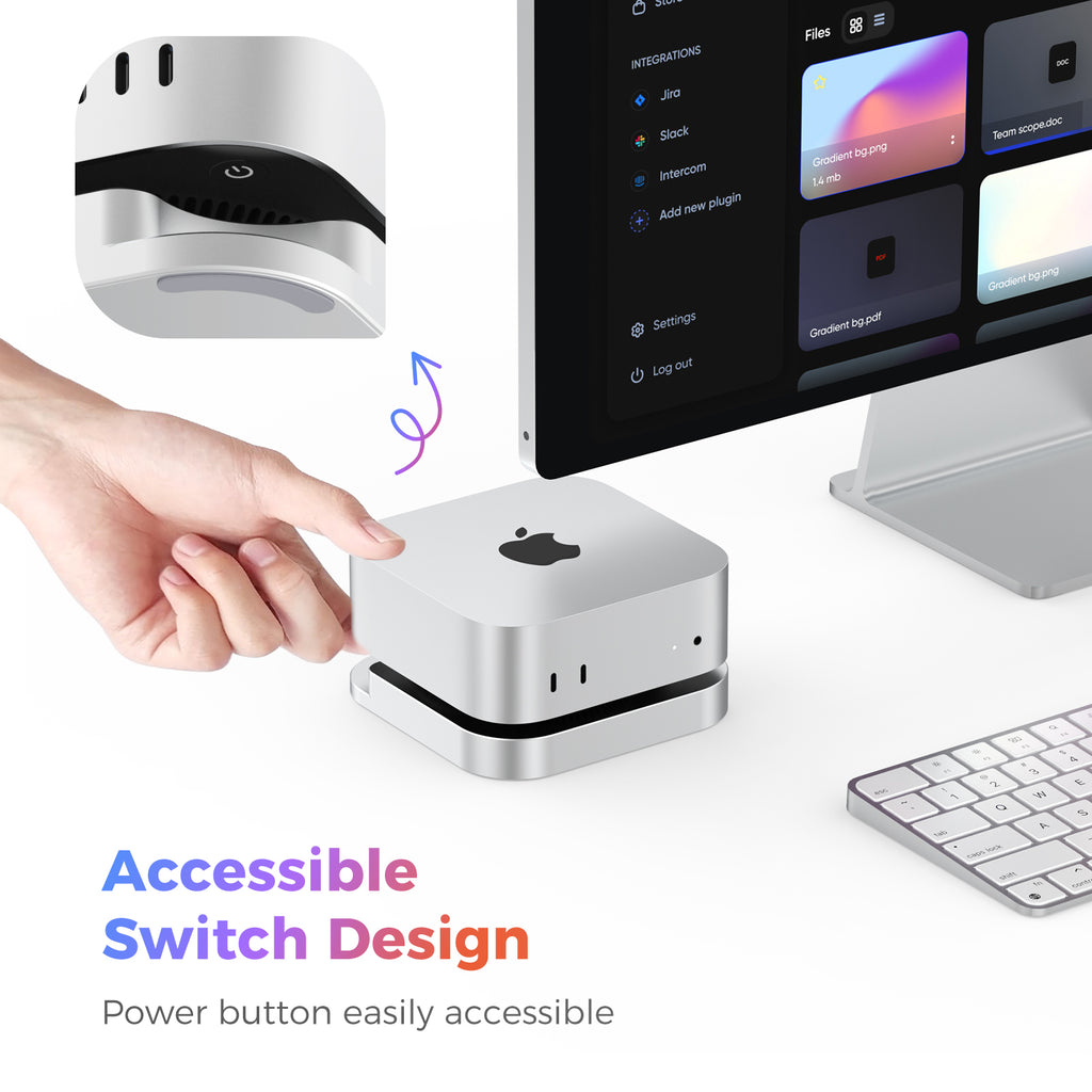 Mac Mini M4 Dock with 40Gbps M.2 NVMe SSD Enclosure, Tool-Free External Hard Drive Enclosure for Mac Mini M4/M4 Pro, Compatible with Thunderbolt 4/3, USB4/3.2/3.0, Supports 2230/2242/2260/2280(M Key)