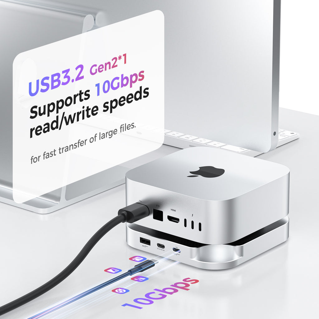 Mac Mini M4 Dock, Mac Mini Hub with USB 3.2 (Gen 2) 10Gbps CFexpress Type A/Type B Card Slot, TF/SD 4.0 Card Readers, M.2 NVMe SSD Enclosure, 10Gbps USB-C, 5Gbps USB-A*2