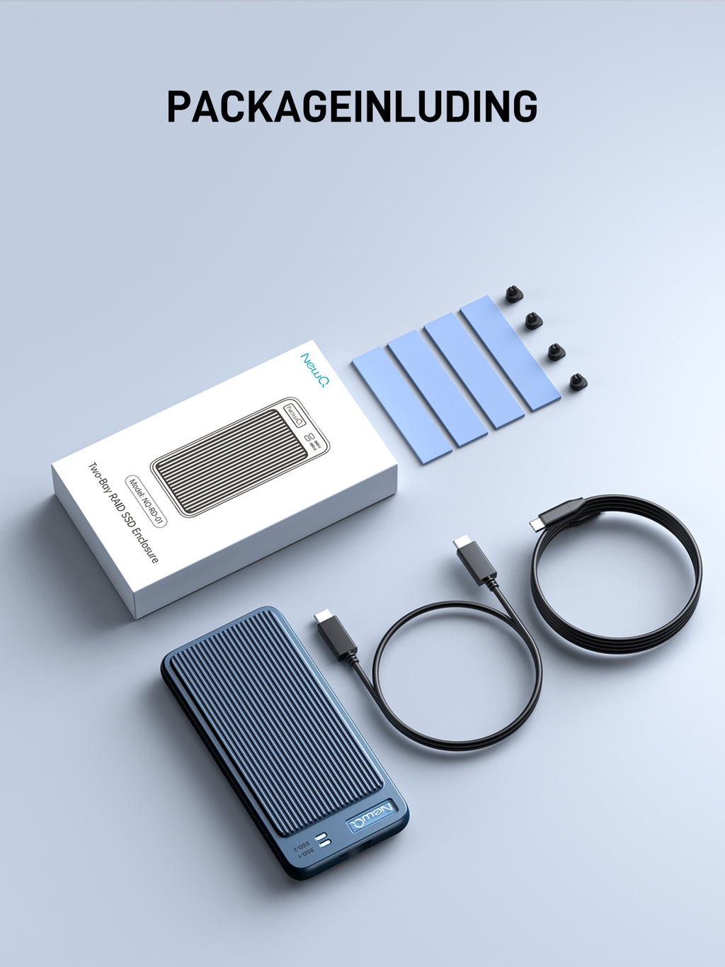 Dual Bay Raid SSD Enclosure: 2280 M2 Hard Drive Enclosure with Clone Mode & Raid 0/1 & JBOD Mode, 20Gbps Compatible to PCIe NVMe Harddrive Cloning HDD, Offline Duplicator