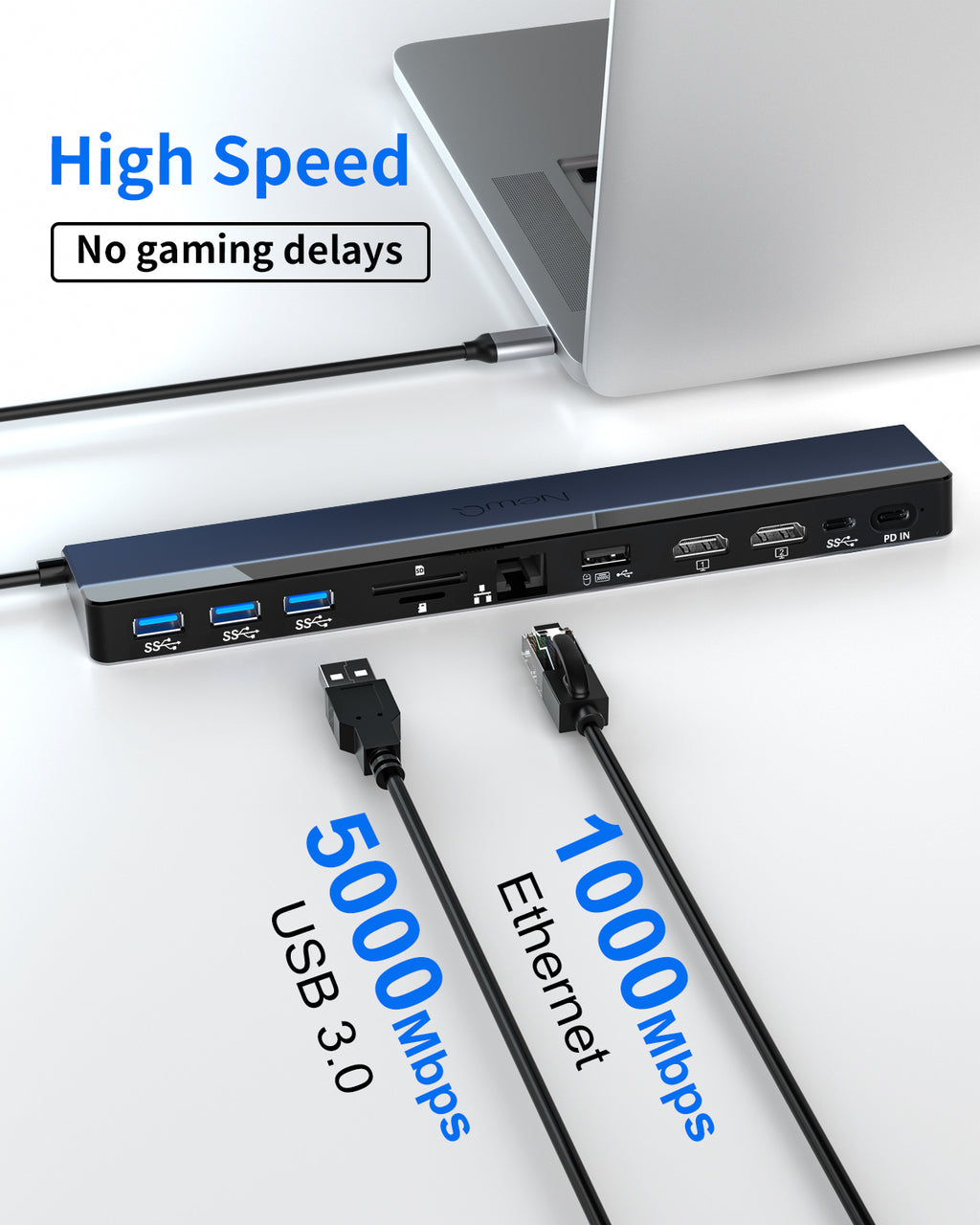 12-in-1 USB C Docking Station Dual Monitor, Midnight Blue