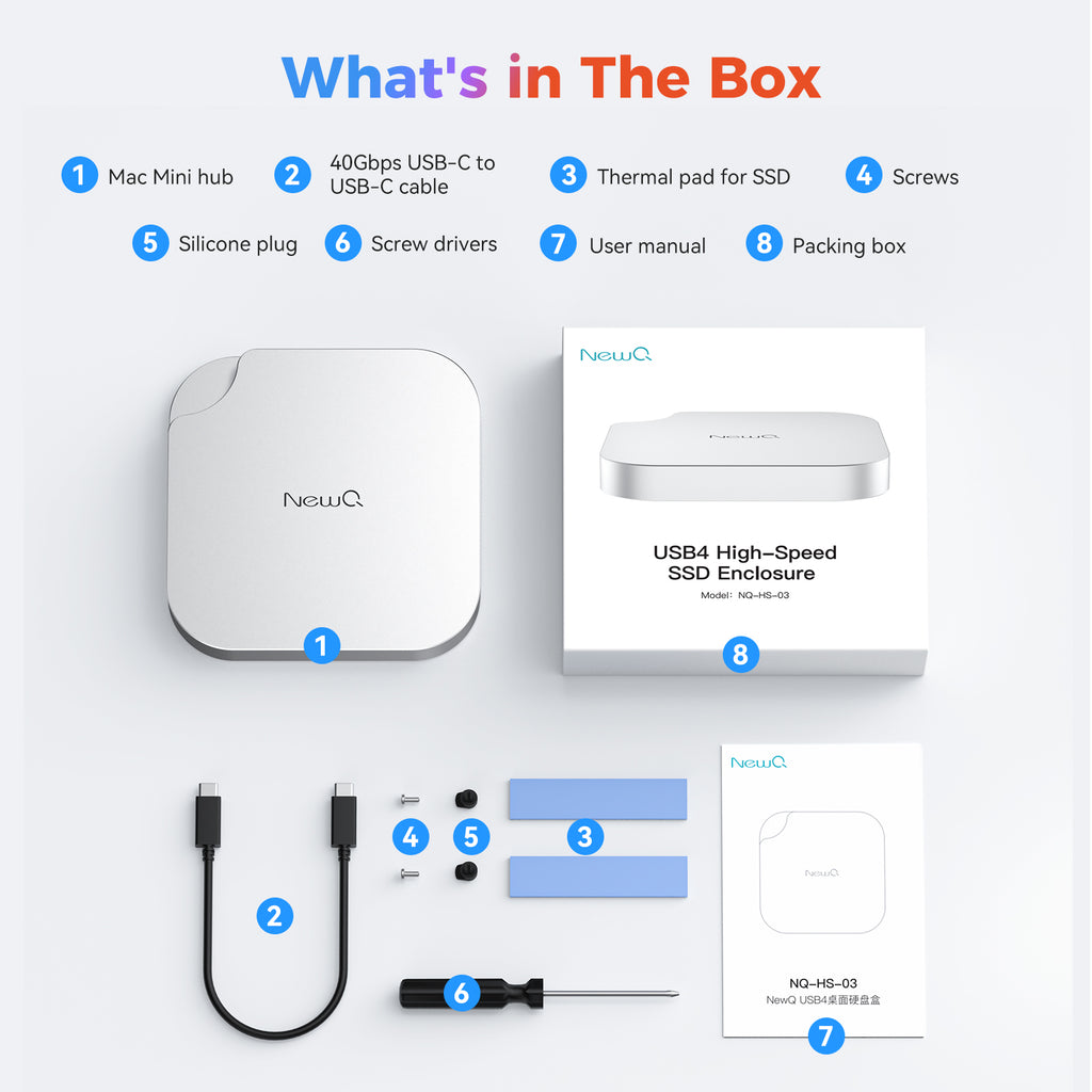 Mac Mini M4 Dock with 40Gbps M.2 NVMe SSD Enclosure, Tool-Free External Hard Drive Enclosure for Mac Mini M4/M4 Pro, Compatible with Thunderbolt 4/3, USB4/3.2/3.0, Supports 2230/2242/2260/2280(M Key)