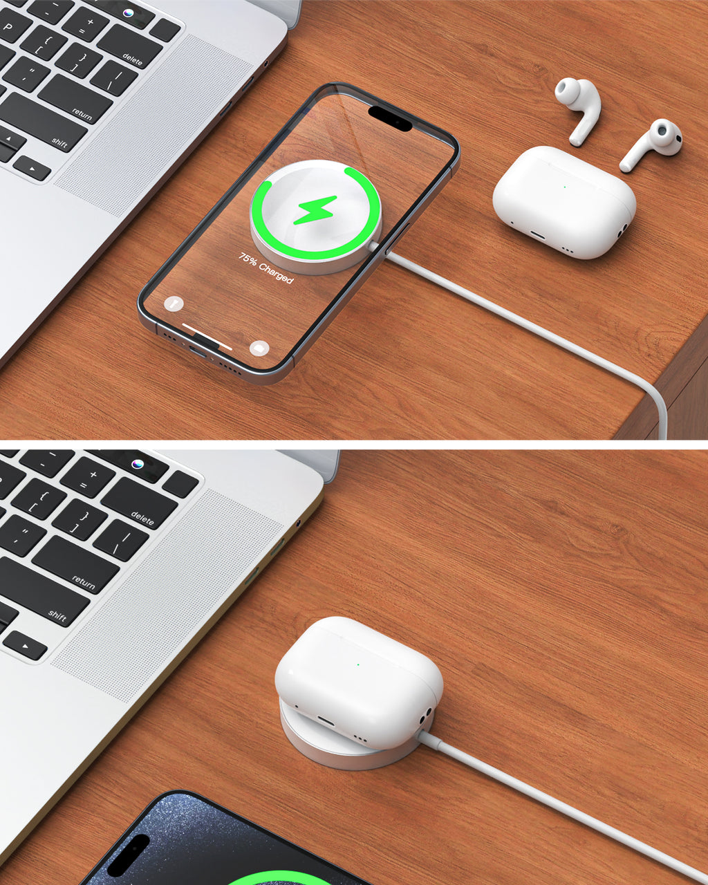 Qi2 Certified 15W Wireless Charger, White, 2 Pack