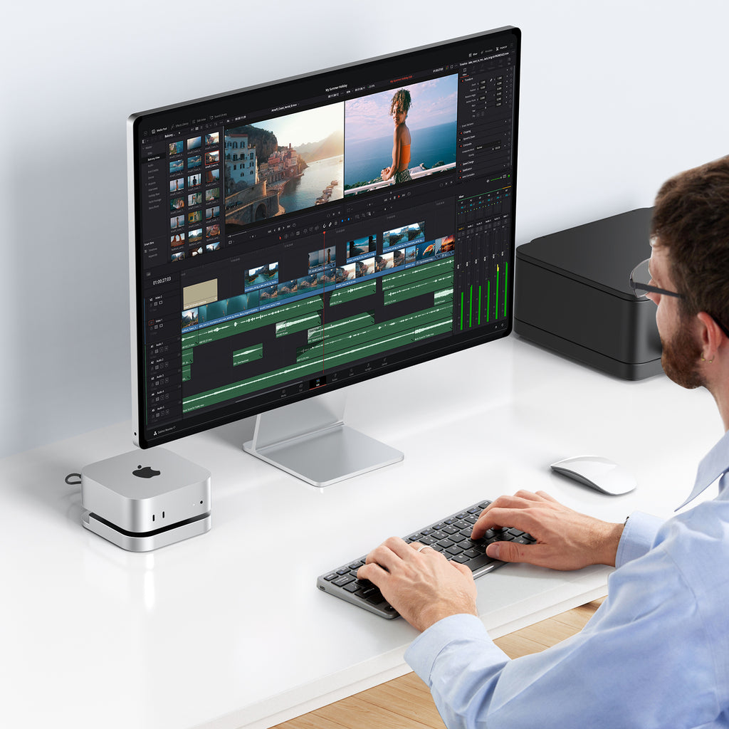Mac Mini M4 Dock with 40Gbps M.2 NVMe SSD Enclosure, Tool-Free External Hard Drive Enclosure for Mac Mini M4/M4 Pro, Compatible with Thunderbolt 4/3, USB4/3.2/3.0, Supports 2230/2242/2260/2280(M Key)