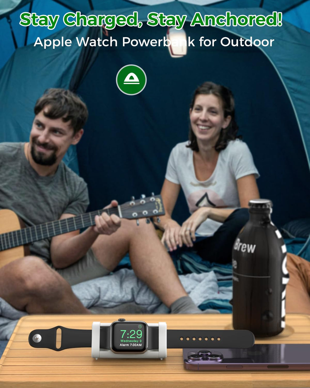 Lockable Portable Charger for Apple Watch 1800mAh, White