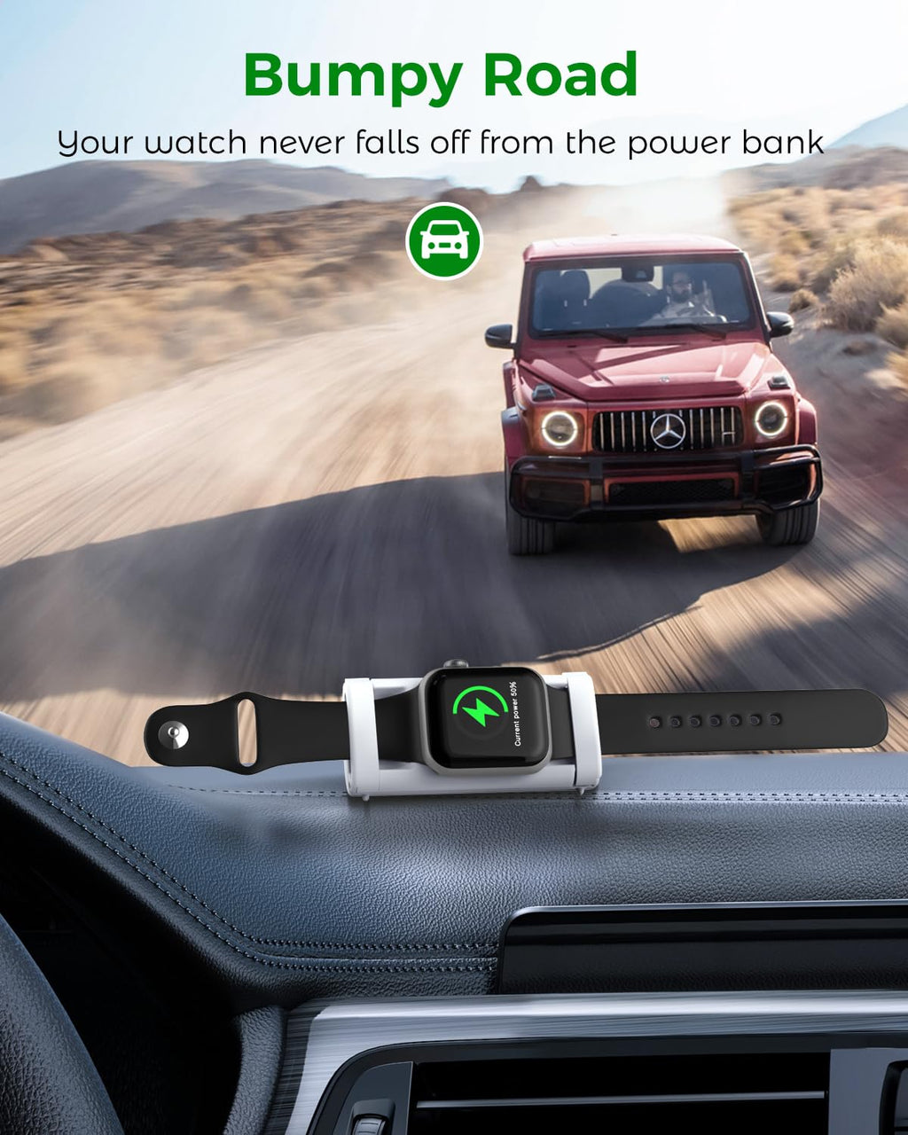 Lockable Portable Charger for Apple Watch 1800mAh, White