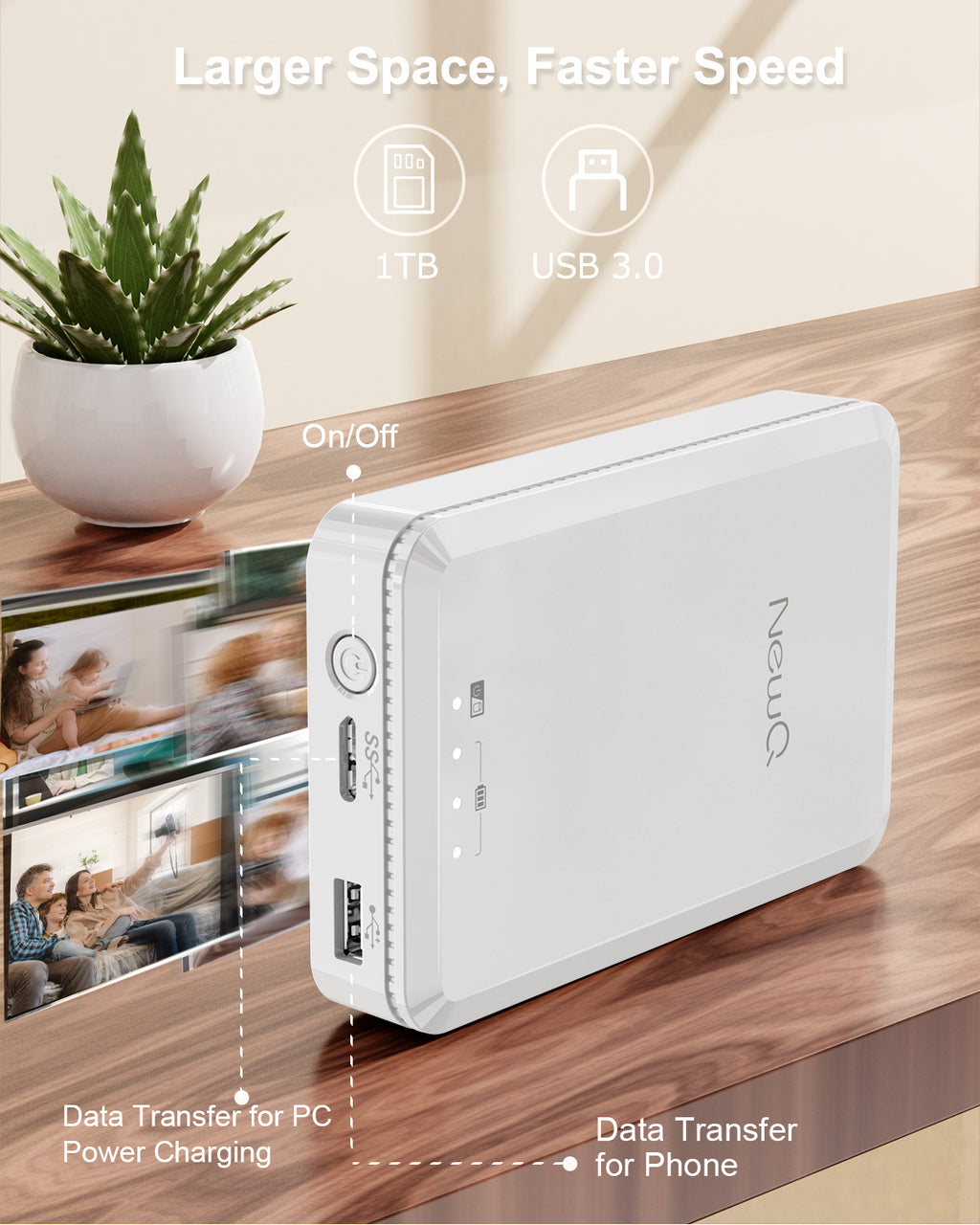 External Hard Drive for iPhone Computer 2TB